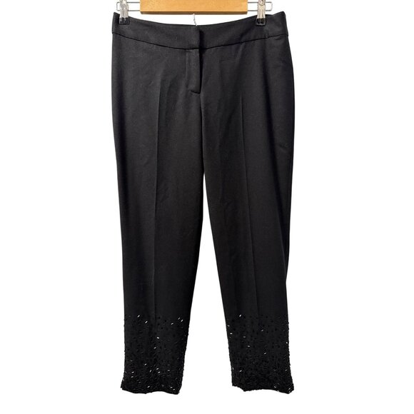 Talbots Petites Black Wool Embellished Hem Lines Women Size 4P Pants. - Picture 1 of 12